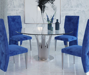 VIG Furniture Paxton Round Glass Dining Table With 12Mm Tempered Top & Polished Stainless Base, Seats 4, Modern Chic VGVC-T817-RND
