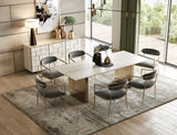 VIG Furniture Modrest Angus - Modern Cream Ash + Gold Dining Table VGGM-DT-1723