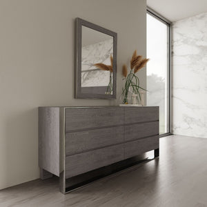 VIG Furniture Arlene Grey Elm Dresser With 6 Soft-Close Drawers, Mixed-Metal Legs, Ready-To-Use Modern Storage VGVCJ006-D