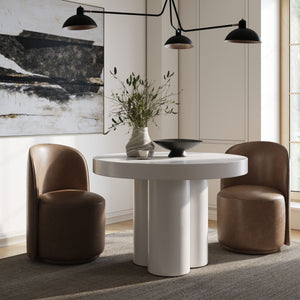 VIG Furniture Modrest Bruni - Modern White Concrete Round Dining Table VGGR-623810-WHT