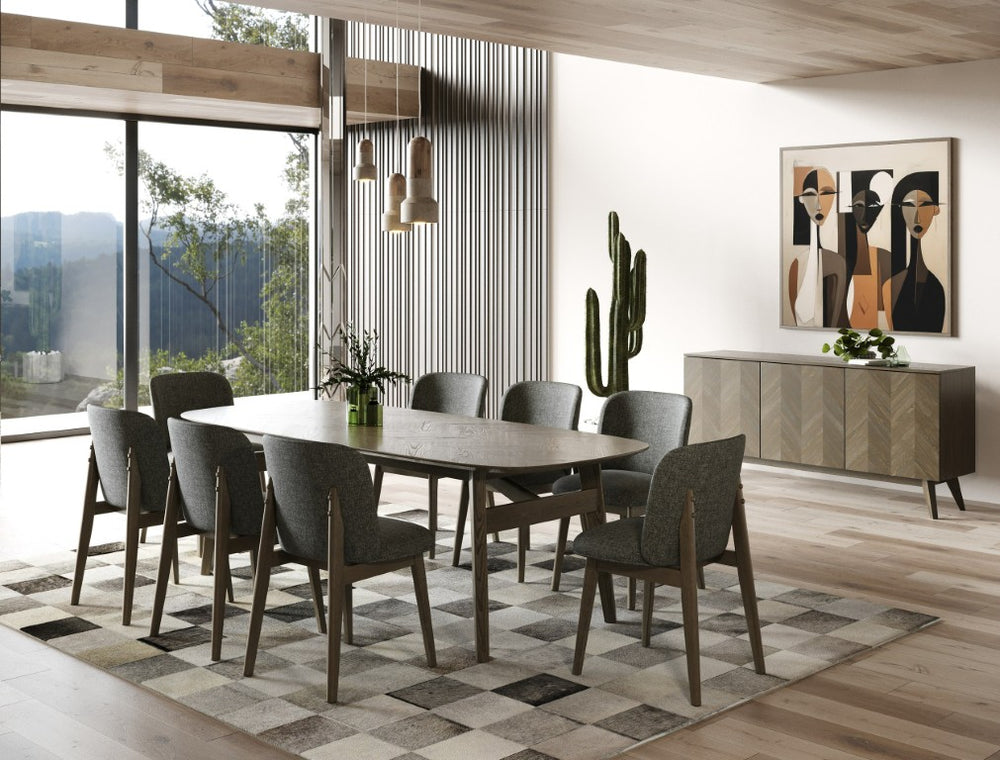VIG Furniture Costello Night Wenge Mid-Century Modern Dining Table — Seats 8, Tapered Legs, Durable Veneer Top VGMA-MI-3202