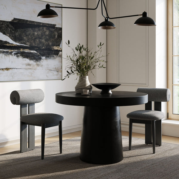 VIG Furniture Modrest Desoto - Modern Black Concrete Round Dining Table VGGR-630510-BLK