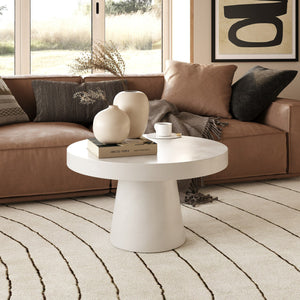 VIG Furniture Modrest Desoto - Modern White Concrete Round Coffee Table VGGR-696070-WHT