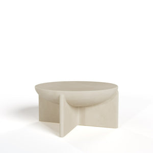VIG Furniture Elsa Sculptural Concrete Round Table With Smooth Top And Cross Base—Durable, Weather-Resistant Artful Design Beige Coffee Table VGGR-615480-BGE