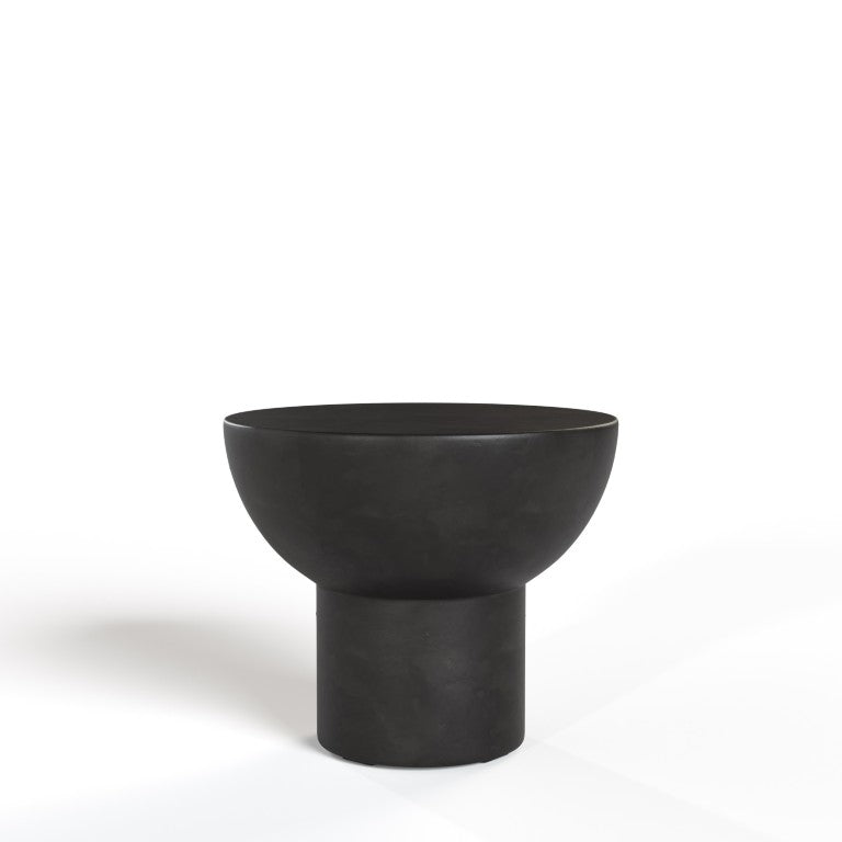 VIG Furniture Fate Black Concrete End Table — Sculptural Rounded Top, Weatherproof Matte Finish, 220 Lb Capacity VGGR-614055-BLK