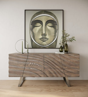 VIG Furniture Finley Grey Ash Mid-Century Buffet With Brushed Stainless Legs, Generous Hidden Storage, 71"W VGCS-SB-16050-GRY