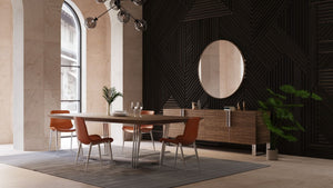 VIG Furniture Gilroy Walnut Starburst Dining Table With Sculptural Stainless Steel Base—Seats 10, Modern Durable Design VGBBMI2003T-WAL-DT
