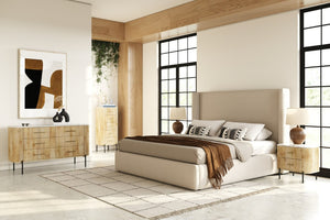 VIG Furniture Cambridge White Marble Nightstand With Mango Wood, Brass Handles & Black Metal Legs, 2 Drawers, Soft-Close VGED-RID104711