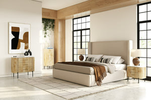 VIG Furniture Cambridge White Marble Nightstand With Mango Wood, Brass Handles & Black Metal Legs, 2 Drawers, Soft-Close VGED-RID104711