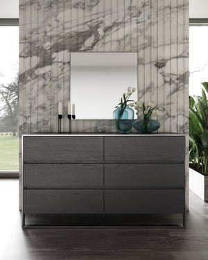 VIG Furniture Jolene Contemporary Grey Dresser With 6 Soft-Close Drawers, Stainless Steel Frame, Fully Assembled (97) VGBBMC1710DR-GRY-DRS