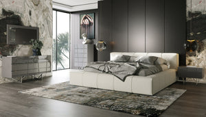 VIG Furniture Chrysler High-Gloss Grey Nightstand With Easy-Glide Drawer, Stainless Steel Legs, No Assembly Needed VGVCN8978-GRY