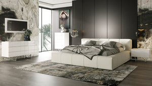 VIG Furniture Chrysler Glossy White Nightstand With Soft-Glide Drawer, Diagonal Cutouts & Hairpin Legs — Ready VGVCN8978-WHT