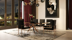 VIG Furniture Trea Black Velvet Dining Chair With Rose Gold Frame, Ergonomic Plush Seat, Durable Birch Support VGVCB0298A-BLK-DC