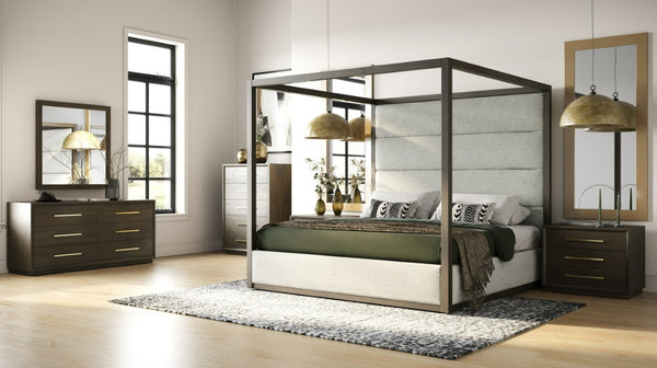 VIG Furniture Manhattan Brown Oak Mirror — 40"X42" Contemporary Solid Wood Frame, Minimalist Warm Elegance VGMA-BR-127-MIR-CRY