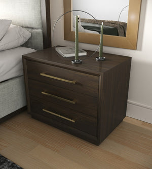 VIG Furniture Manhattan Luxe Bedside Chest With Gold-Tone Hardware, Three Drawers, Solid Wood & Mdf Craftsmanship Brown Nightstand VGMA-BR-127-NS-CRY