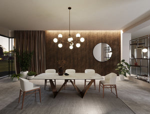 VIG Furniture Modrest Melanie - Modern White Ceramic & Brushed Brown Dining Table VGVCT1886-WHT-DT