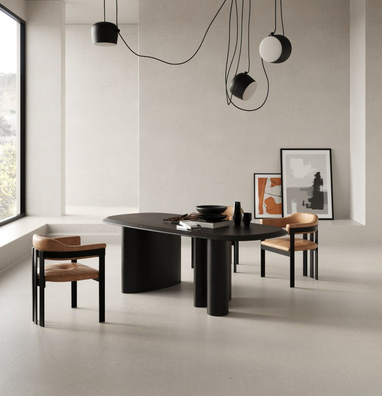 VIG Furniture Summit 87" Black Ash Oval Dining Table With Triple Pedestal Base — Modern Durable Centerpiece VGOD-LZ-342DT-A