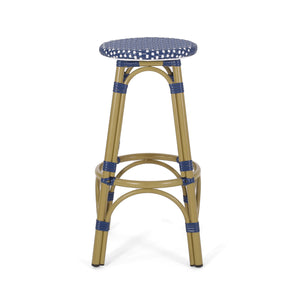 English Elm Outdoor Tropical Pe Rattan Backless Barstools Aluminum Frame Poolside Set of 2 72607.00