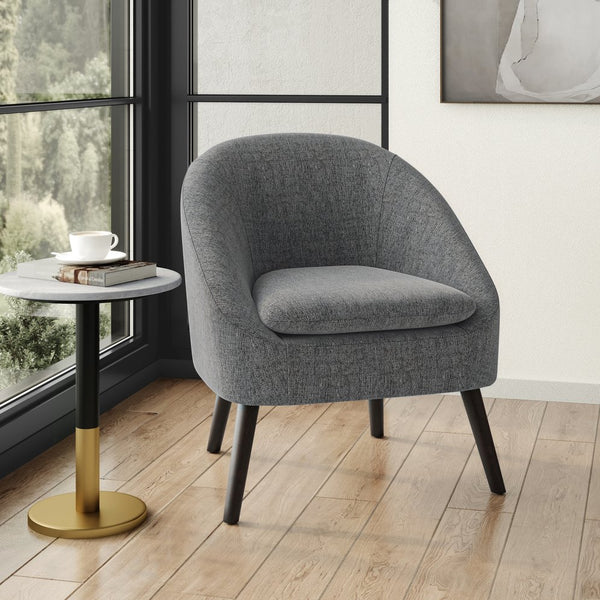 English Elm Redding Mid-Century Accent Chair with Curved Back, Deep Cushion & Solid Rubberwood Legs, Rust Gray B136P159543