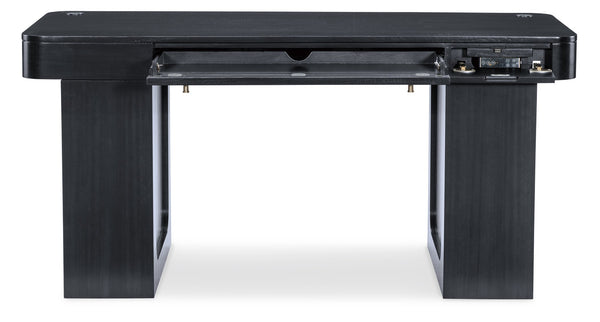 Hooker Furniture Kenzo Sit to Stand Home Office Desk with Grass Cloth Accents and Wood Grain Finish 6104-10458-99