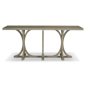 Bernhardt Bernhardt Albion Console Table In Soft Pewter White Oak — Sculptural 74" Entryway Centerpiece 311912