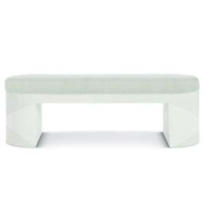 Bernhardt Bernhardt Axiom Oval Bench With Upholstered Seat, Linear White Veneer Base, Glam Transitional Style 381508
