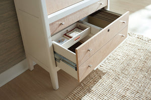 Hooker Furniture Hera Almond White & Figured Maple Hub With Drop-Front Desk, Jewelry Tray, Locking Drawer, Cord Cutout 6052-10309-80