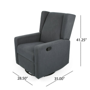 English Elm Christopher Knight Home® - Swivel Recliner Pushback Chair with Lever & Wingback Design, Space-Saving Swivel Recliner for Living Room Charcoal 67547.00CHAR