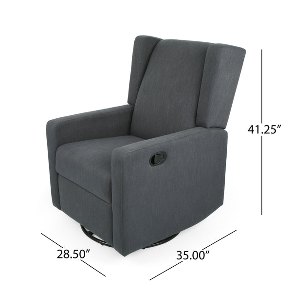 English Elm Christopher Knight Home® - Swivel Recliner Pushback Chair with Lever & Wingback Design, Space-Saving Swivel Recliner for Living Room Charcoal 67547.00CHAR