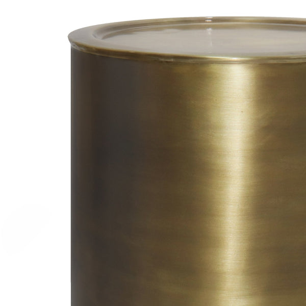 English Elm Corbin Handcrafted Metal Side Table in Antique Copper Finish — Industrial Round Cylinder End Table, 16" diameter x 21" high Gold B136P158995