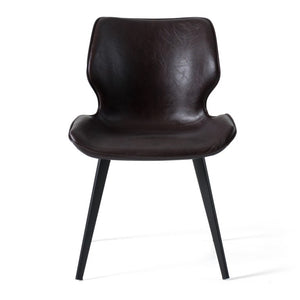 VIG Furniture Moira Dark Brown Eco-Leather Dining Chairs Set Of 2 — Bucket-Seat Comfort, Black Metal Frame, 300Lb Capacity VGHR3638-DKBRN-DC