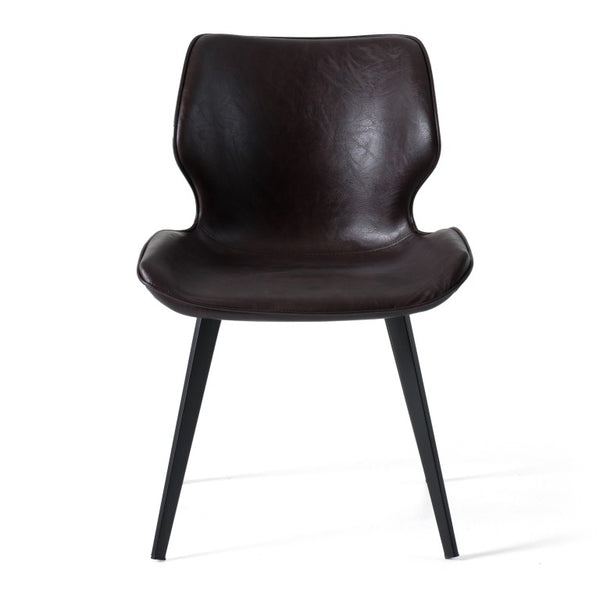 VIG Furniture Moira Dark Brown Eco-Leather Dining Chairs Set Of 2 — Bucket-Seat Comfort, Black Metal Frame, 300Lb Capacity VGHR3638-DKBRN-DC