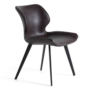 VIG Furniture Moira Dark Brown Eco-Leather Dining Chairs Set Of 2 — Bucket-Seat Comfort, Black Metal Frame, 300Lb Capacity VGHR3638-DKBRN-DC