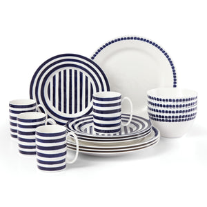 Lenox Kate Spade Charlotte Street North 16-Piece Dinnerware Set Blue, WHITE PORCELAIN 890214