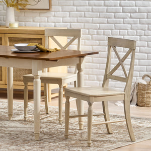 English Elm Acacia Wood X-back Dining Chairs Set of Two Farmhouse Country Seating Antique Finish 57366.00