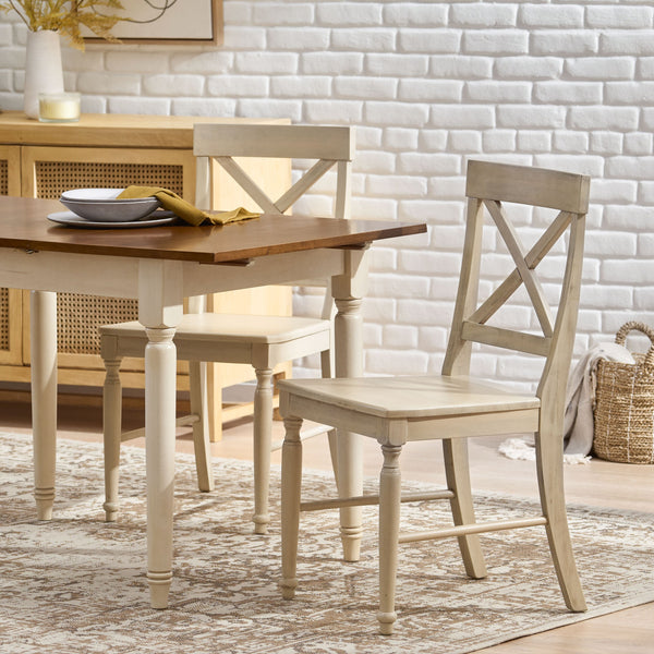 English Elm Acacia Wood X-back Dining Chairs Set of Two Farmhouse Country Seating Antique Finish 57366.00