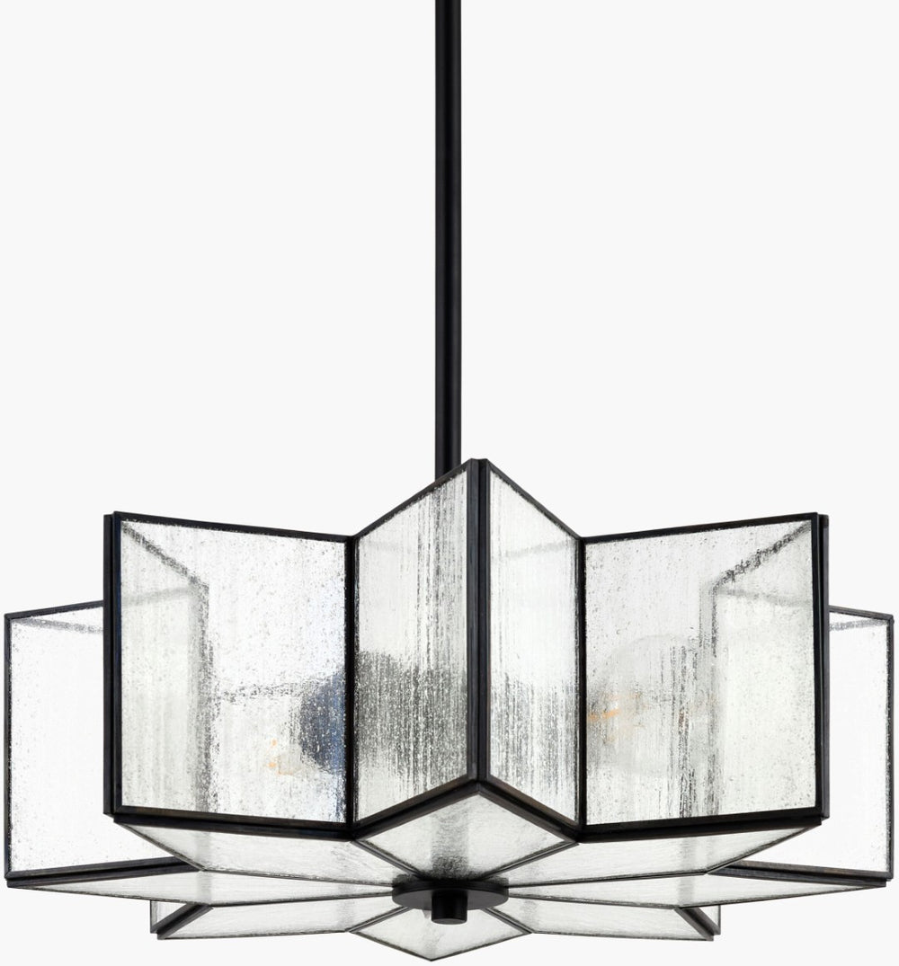Livabliss Morella Art Deco Iron and Glass Pendant Light for Dining Rooms or Entryways MOL-002