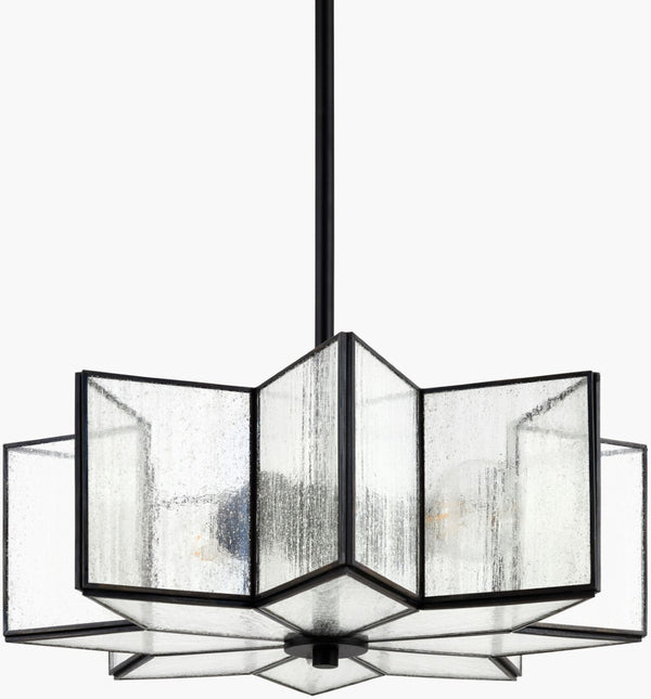 Livabliss Morella Art Deco Iron and Glass Pendant Light for Dining Rooms or Entryways MOL-002