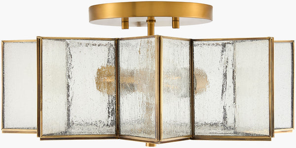 Surya Morella Art Deco Iron Pendant Light with Glass Shade for Dining Room Entryway MOL-005