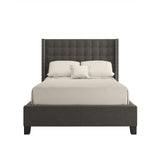 Homelegance By Top-Line Magnolia Nailhead Wingback Tufted Upholstered Bed Dark Grey Linen