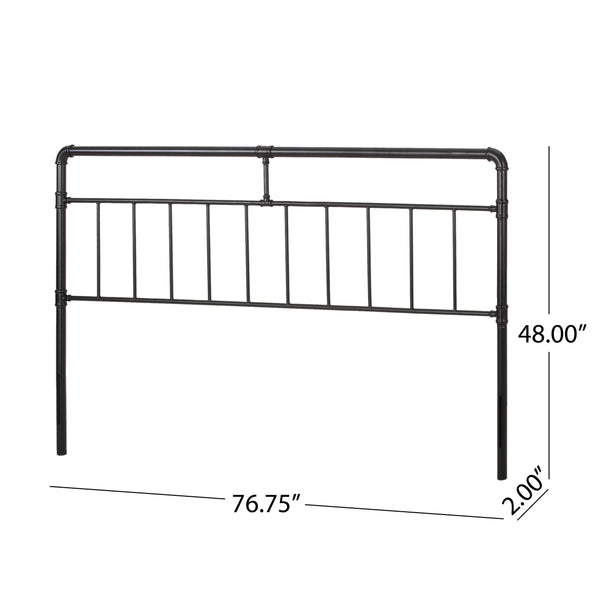 English Elm Christopher Knight Home® - KING Metal King Size Headboard in Flat Black Iron with Piped Accents, Industrial Elegance, Sturdy Design 66821.00FBLK