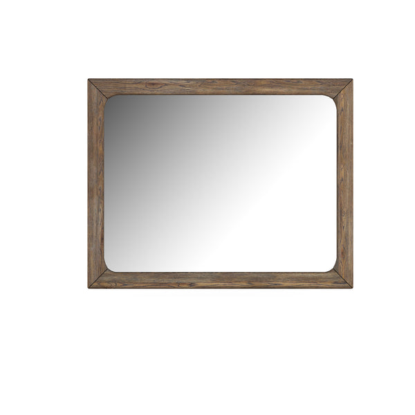 A.R.T. Furniture Stockyard Elegant Beveled Mirror With Metallic Silver Trim - Stylish Wall Decor For Any Space Brown Parrawood Solids,Knotty White Oak Veneers,Glass 284120-2303