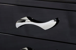 Monte Carlo Black Nightstand – Elegant Two-Drawer Design with Curvy Stainless Steel Pulls & Chic Finish