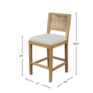 Monterey Handwoven Rope Back Counter Stools Set of 2 Natural Wood Coastal Seating