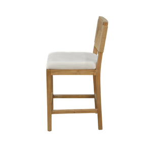 Monterey Handwoven Rope Back Counter Stools Set of 2 Natural Wood Coastal Seating