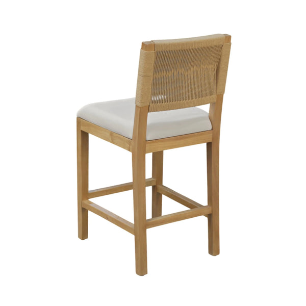 Monterey Handwoven Rope Back Counter Stools Set of 2 Natural Wood Coastal Seating