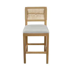 Monterey Handwoven Rope Back Counter Stools Set of 2 Natural Wood Coastal Seating