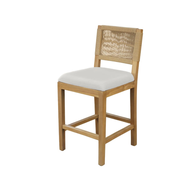 Monterey Handwoven Rope Back Counter Stools Set of 2 Natural Wood Coastal Seating