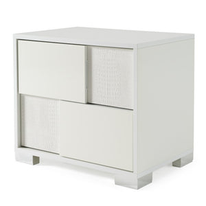 VIG Furniture Monza Italian Nightstand With Faux Crocodile High-Gloss Finish, Chrome Accents & Soft-Closing Drawers VGACMONZA-NS