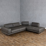 VIG Furniture Lamod Italia Mood - Italian Grey Leather Right Facing Sectional Sofa VGCC-MOOD-RAF-3011